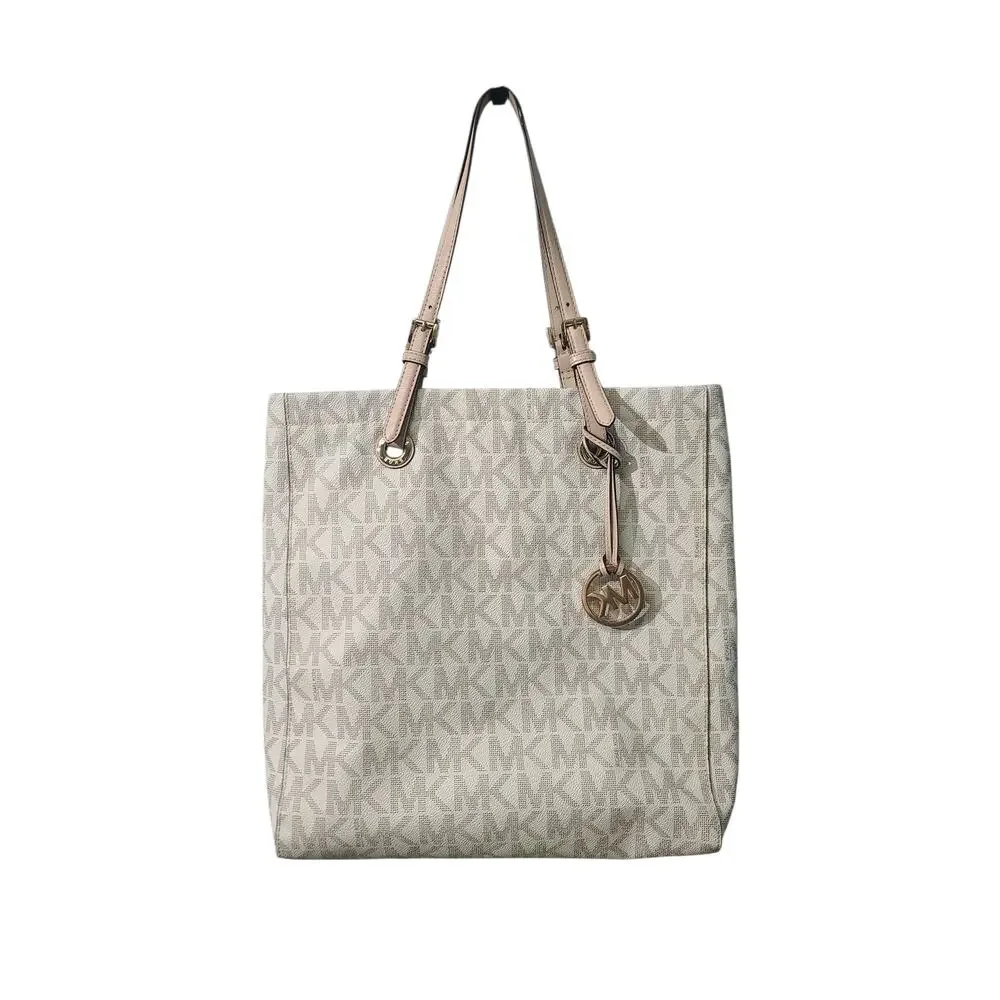 Michael Michael Kors Jet Set Logo Monogram Tote Cream - Picture 1 of 7